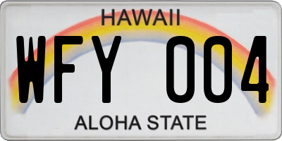HI license plate WFY004