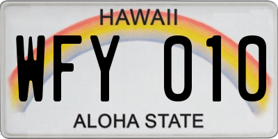 HI license plate WFY010