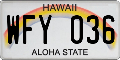 HI license plate WFY036