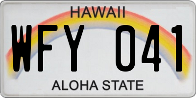 HI license plate WFY041