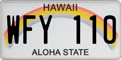 HI license plate WFY110