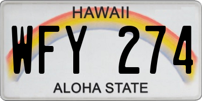 HI license plate WFY274