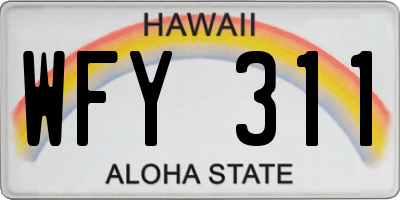 HI license plate WFY311