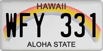HI license plate WFY331