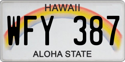 HI license plate WFY387