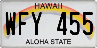 HI license plate WFY455