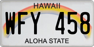HI license plate WFY458