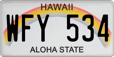HI license plate WFY534