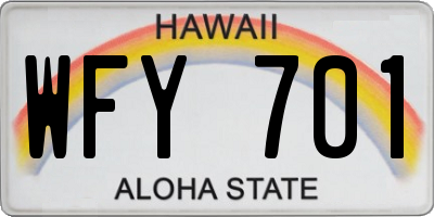 HI license plate WFY701