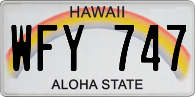 HI license plate WFY747
