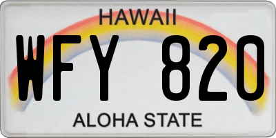 HI license plate WFY820