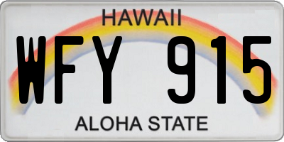 HI license plate WFY915