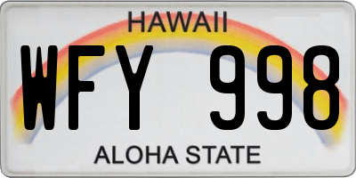 HI license plate WFY998