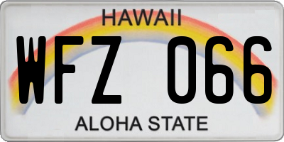 HI license plate WFZ066