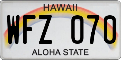 HI license plate WFZ070