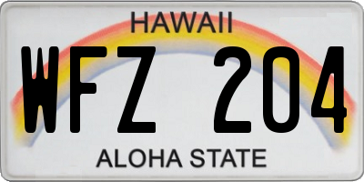 HI license plate WFZ204