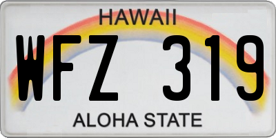 HI license plate WFZ319