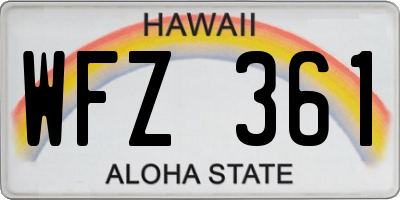 HI license plate WFZ361