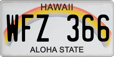HI license plate WFZ366