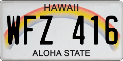 HI license plate WFZ416