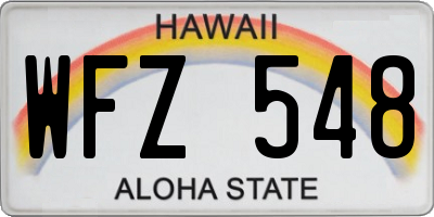HI license plate WFZ548