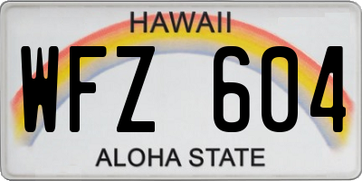 HI license plate WFZ604