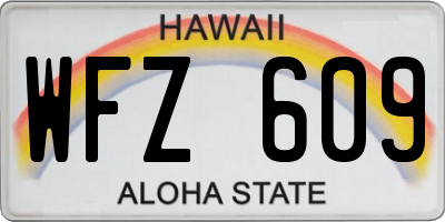HI license plate WFZ609
