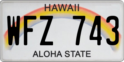 HI license plate WFZ743