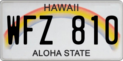 HI license plate WFZ810