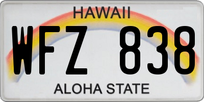 HI license plate WFZ838