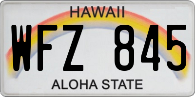 HI license plate WFZ845