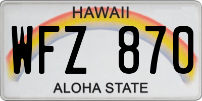 HI license plate WFZ870