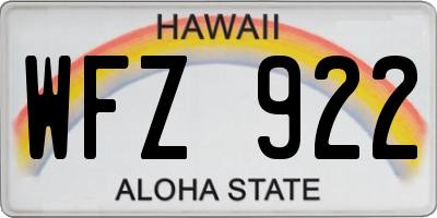 HI license plate WFZ922