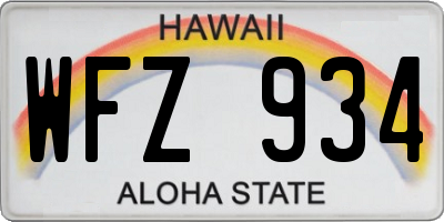 HI license plate WFZ934