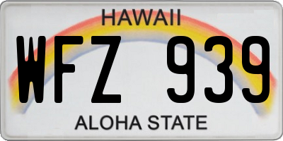 HI license plate WFZ939