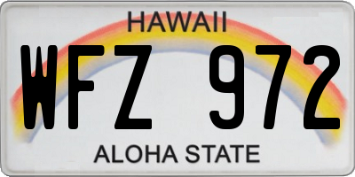 HI license plate WFZ972