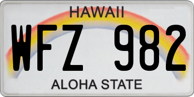 HI license plate WFZ982