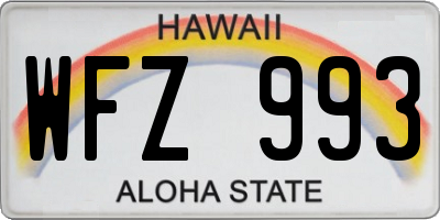 HI license plate WFZ993