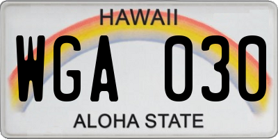 HI license plate WGA030