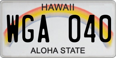 HI license plate WGA040