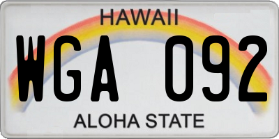 HI license plate WGA092