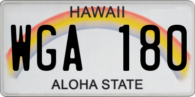 HI license plate WGA180