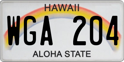 HI license plate WGA204
