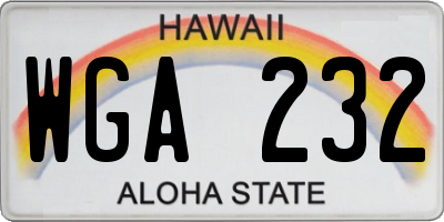 HI license plate WGA232