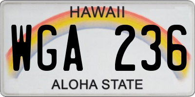 HI license plate WGA236