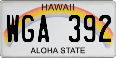 HI license plate WGA392