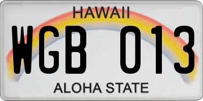 HI license plate WGB013