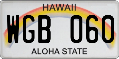 HI license plate WGB060