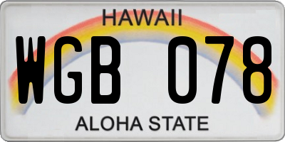 HI license plate WGB078