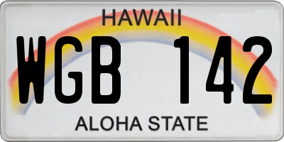 HI license plate WGB142